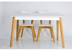 Фото Обеденный комплект Сингл стол и 2 стула Рондо ножки орех/столешница и сиденье и спинка белые