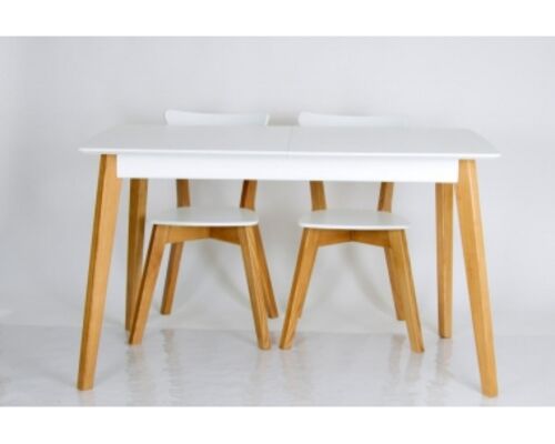 Обідній комплект Сінгл стіл та 2 стільці Рондо ніжки горіх/стільниця та сидіння та спинка білі - Фото №1