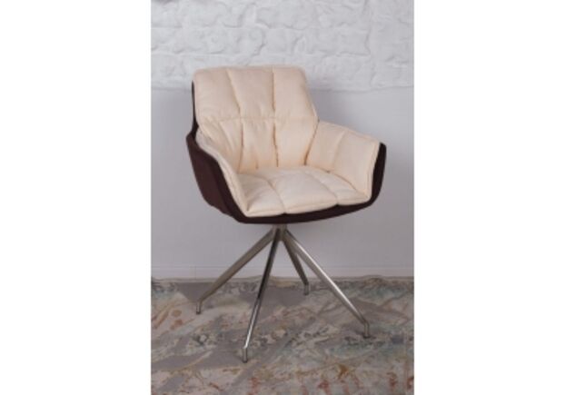 Кресло поворотное PALMA (590*500*880) коричнево-бежевое - Фото №1