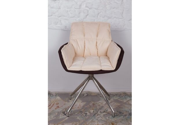 Кресло поворотное PALMA (590*500*880) коричнево-бежевое - Фото №2