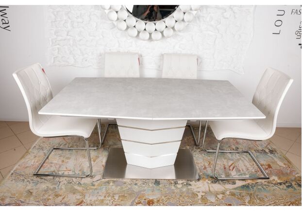 Стол обеденный BALTIMORE (160+50)*90*76) керамика серо/белый - Фото №2