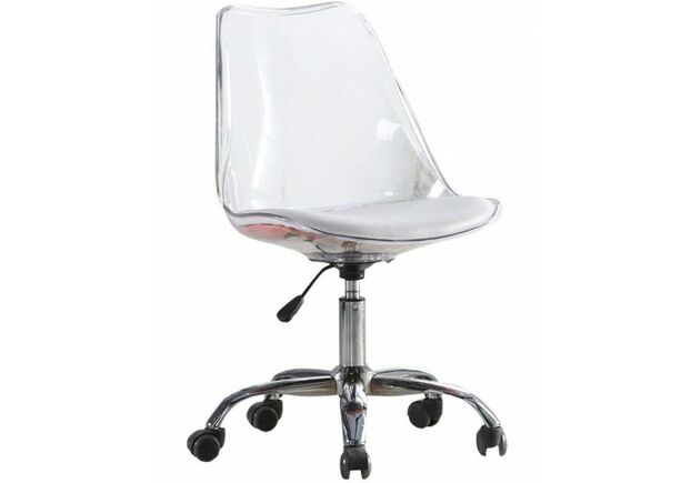 Офисное кресло Астер прозрачное с белым сидением - Фото №1