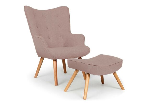 Кресло с высокой спинкой Флорино коричневое с оттоманкой - Фото №1