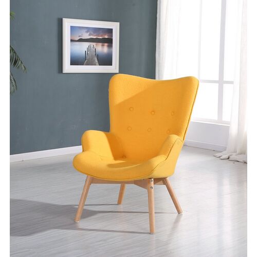 Кресло с высокой спинкой Флорино желтое - Фото №2