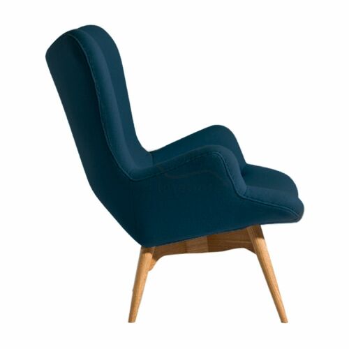 Кресло с высокой спинкой Флорино синее с оттоманкой - Фото №4