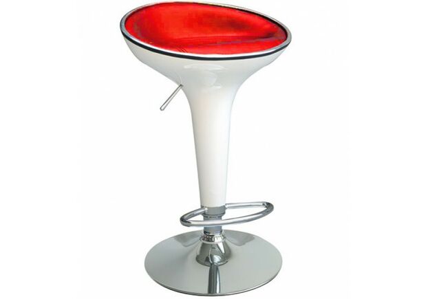 Барный стул Марио пластик белый/кожзам красный - Фото №1