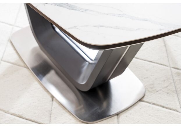 Стол обеденный Signal Armani Ceramic керамический белый мрамор/черный мат - Фото №2