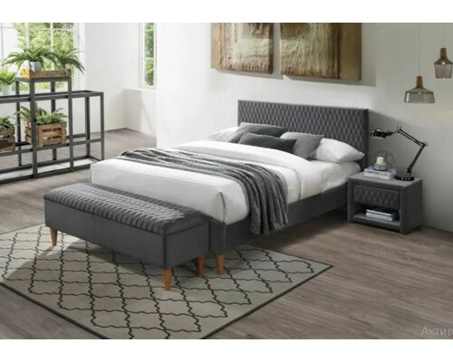 Кровать Azurro Velvet 140*200 серый - Фото №1