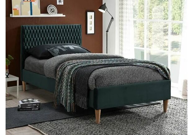 Кровать Azurro Velvet 90*200 зеленый/дуб - Фото №1
