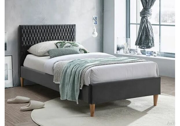Кровать Azurro Velvet 90*200 серый/дуб - Фото №1