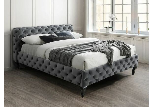Двуспальная кровать HERRERA VELVET 160X200 серый - Фото №1