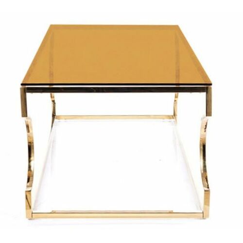 Журнальный столик KENZO A стекло дымчатое янтарное/золото - Фото №3