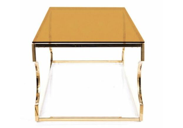 Журнальный столик KENZO A стекло дымчатое янтарное/золото - Фото №2