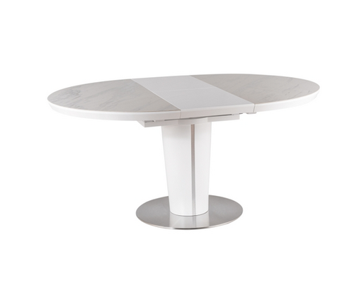 Стол обеденный Orbit Ceramic (1200-1600) белый матовый с эффектом мрамора - Фото №1