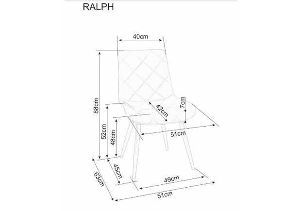Стул Signal Ralph Velvet черный каркас/светло-серый BL.03 - Фото №2