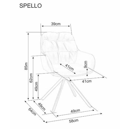 Кресло поворотное Signal Spello Velvet черный каркас/серый BL.14 - Фото №18