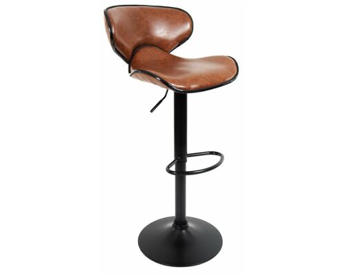Барный стул со спинкой B-068 коричневый, каркас черный - Фото №1