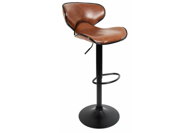 Барный стул со спинкой B-068 коричневый, каркас черный - Фото №1