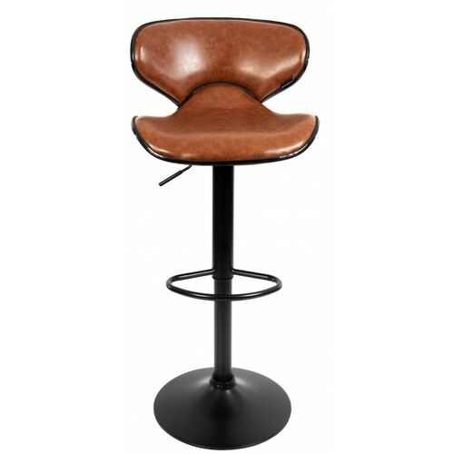 Барный стул со спинкой B-068 коричневый, каркас черный - Фото №2