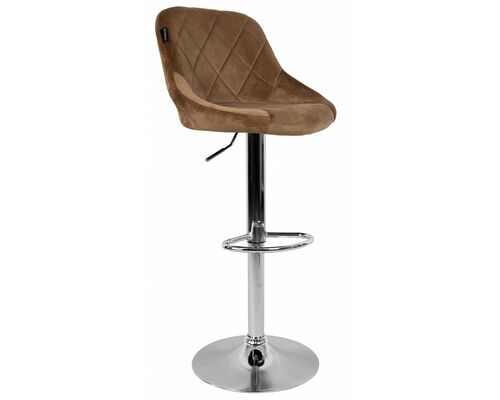 Барный стул со спинкой Bonro B-074 велюр коричневый - Фото №1