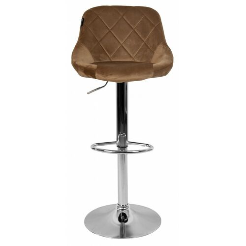 Барный стул со спинкой Bonro B-074 велюр коричневый - Фото №2