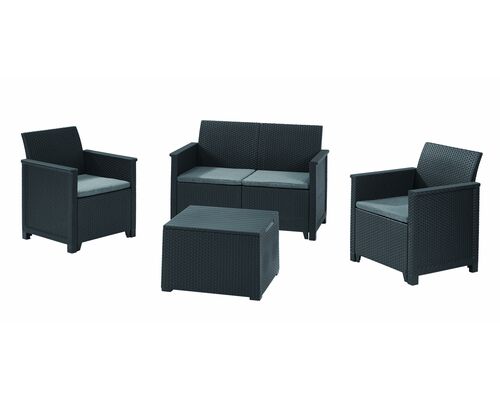 Набор мебели Emma 2 seater set, стол-сундук, серый - Фото №1