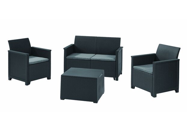 Набор мебели Emma 2 seater set, стол-сундук, серый - Фото №1