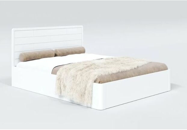 Кровать из массива ясеня Лауро с подъемным механизмом 180*200 см белая - Фото №1