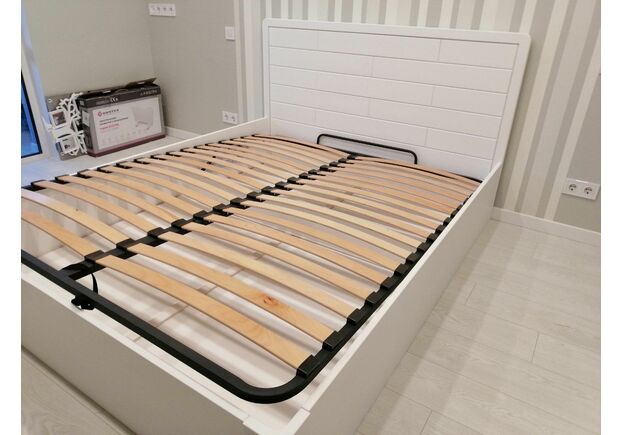 Кровать из массива ясеня Лауро с подъемным механизмом 180*200 см белая - Фото №2