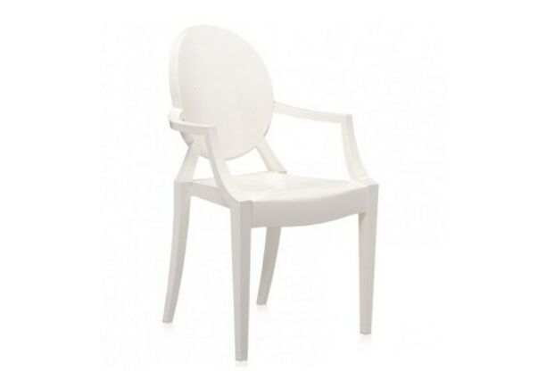 Пластиковий стілець Доріс з підлокітниками білий - Фото №1