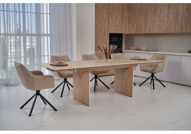 Стілець поворотний R-69 айворі+чорний - Фото №2