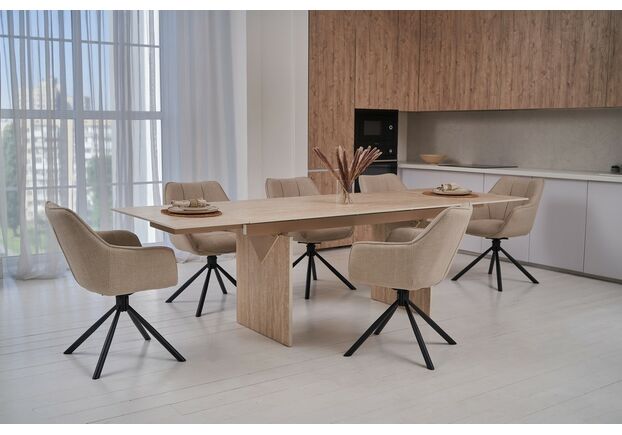 Стілець поворотний R-69 айворі+чорний - Фото №2