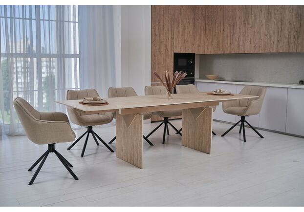 Стілець поворотний R-69 айворі+чорний - Фото №2