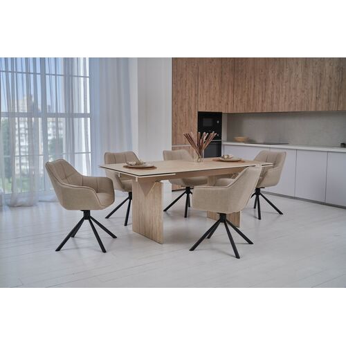 Стілець поворотний R-69 айворі+чорний - Фото №7