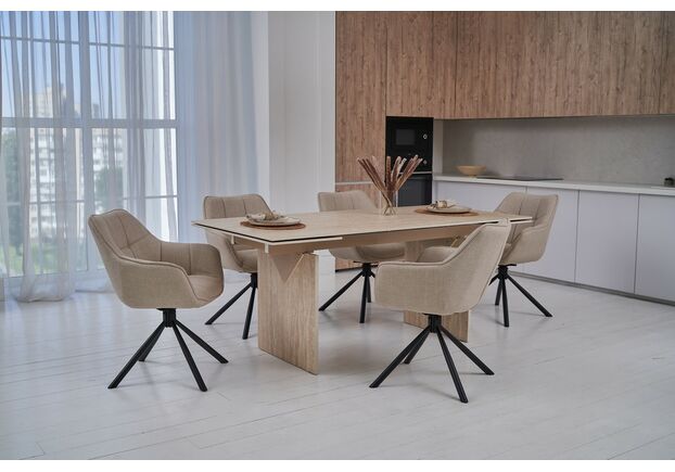 Стілець поворотний R-69 айворі+чорний - Фото №2