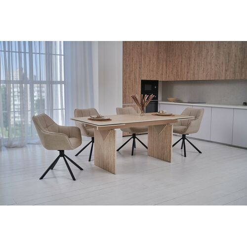 Стілець поворотний R-69 айворі+чорний - Фото №6