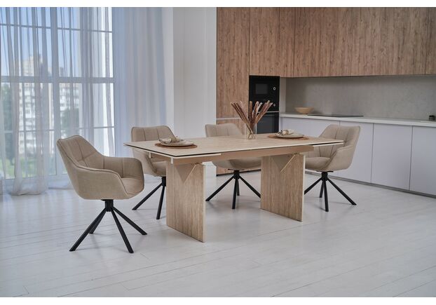 Стілець поворотний R-69 айворі+чорний - Фото №2