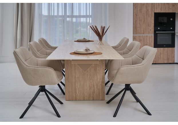 Стілець поворотний R-69 айворі+чорний - Фото №2