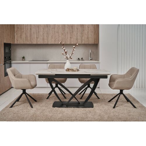 Стілець поворотний R-69 айворі+чорний - Фото №3