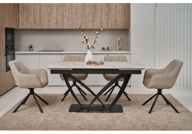 Стілець поворотний R-69 айворі+чорний - Фото №2