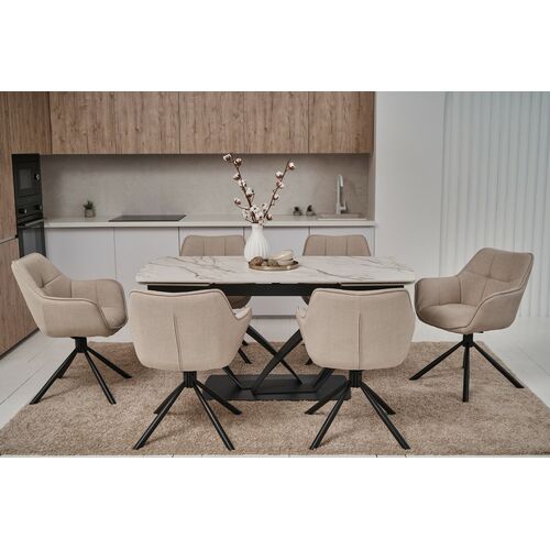 Стілець поворотний R-69 айворі+чорний - Фото №2