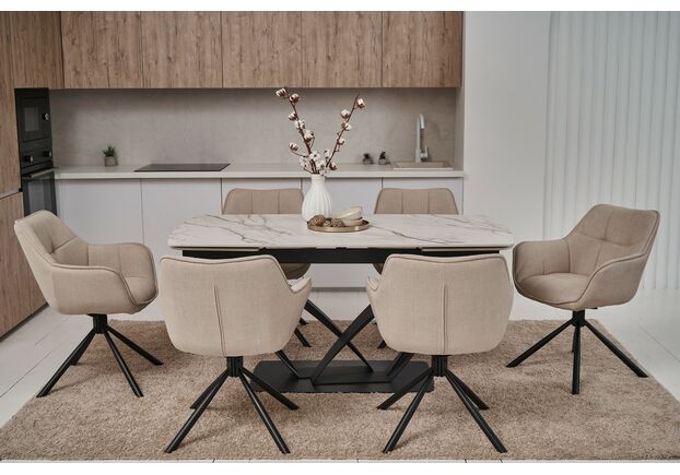 Стілець поворотний R-69 айворі+чорний - Фото №2