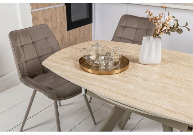 Фото №2. Керамический стол Сиена TML-1240 римский травертин+бежевый - Meblistico Керамический стол Сиена TML-1240 римский травертин+бежевый - Фото №2