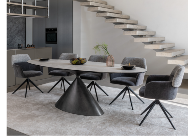 Керамический стол Тереза TML-1260 грей травертин+черный - Фото №2