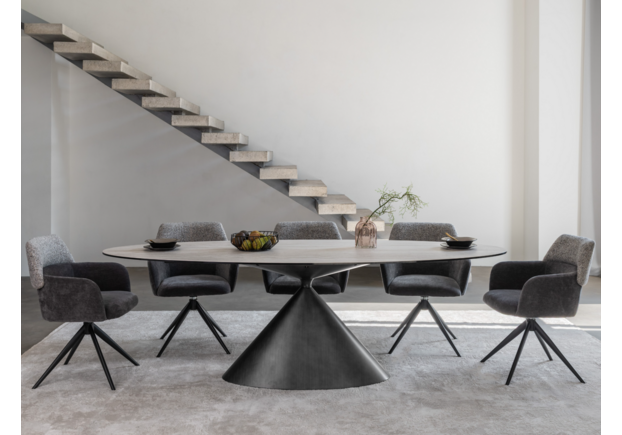 Керамический стол Тереза TML-1260 грей травертин+черный - Фото №2