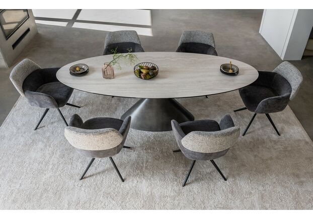 Керамический стол Тереза TML-1260 грей травертин+черный - Фото №2