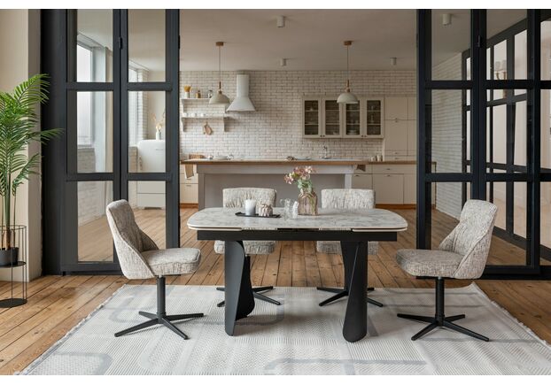 Керамічний стіл Нардо TML-1270 клауді грей+чорний - Фото №2