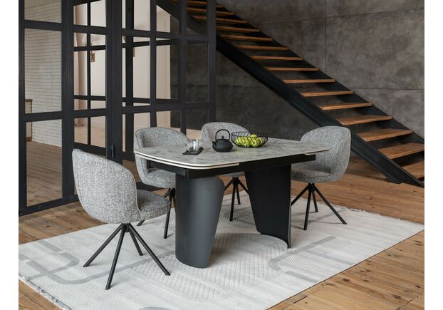 Керамічний стіл Нардо TML-1270 клауді грей+чорний - Фото №2