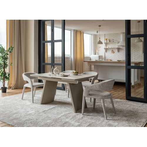 Керамический стол Олимпия ТМL-985 крема марфиль+бежевый - Фото №24