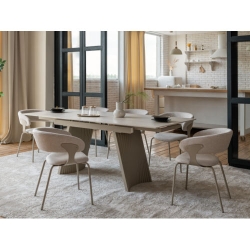 Керамический стол Олимпия ТМL-985 крема марфиль+бежевый - Фото №16